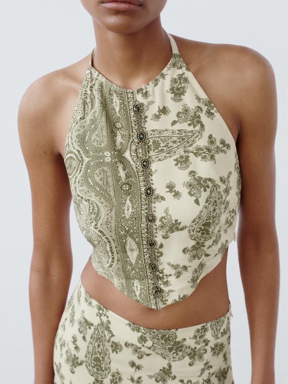 Zara Paisley Halter Crop Top